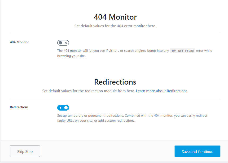 404 Monitor & Redirections 設定